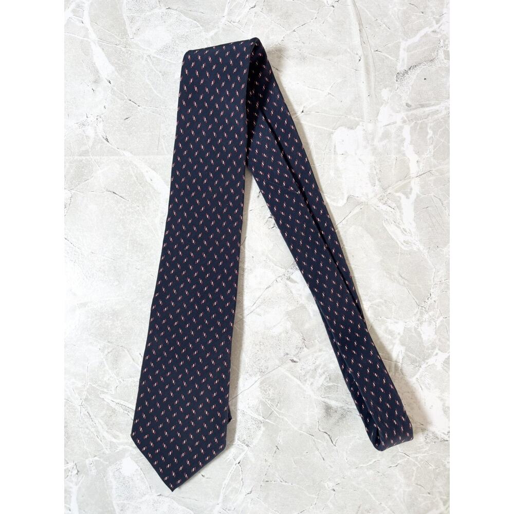 Vintage Paco Rabanne Paris Tie Navy Blue Woven Silk Necktie Men's Suit Accessory - Picture 5 of 5